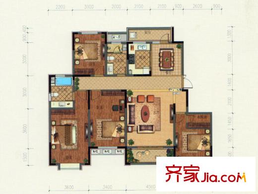 瀾泊灣標(biāo)準(zhǔn)層A1戶型 4室2廳2衛(wèi)1廚