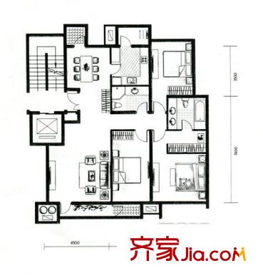 銘爵大廈 3室 戶型圖