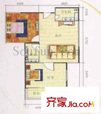 天和人家心家園戶型圖2室2廳1衛(wèi)1廚