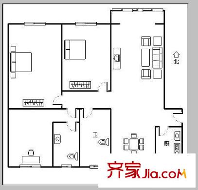 晚報(bào)家屬院 3室 戶型圖
