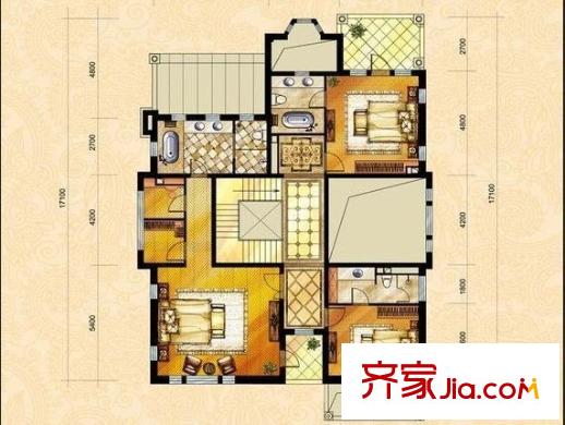 陜建機(jī)六社區(qū) 3室戶型圖
