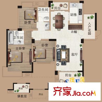 灃景園小區(qū)戶型圖灃景園 3室 戶型圖 3室2廳2衛(wèi)1廚
