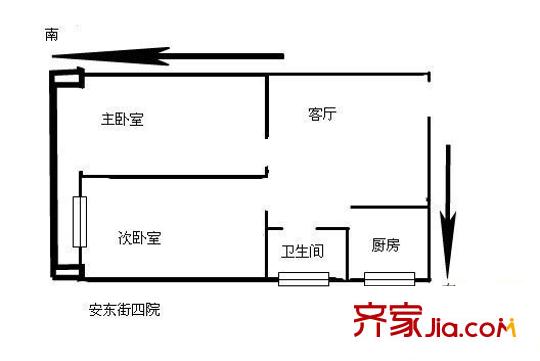 省建三公司家屬院 2室 戶型圖