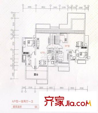 湯峪湖溫泉水鎮(zhèn)戶型圖戶型 1室2廳1衛(wèi)1廚