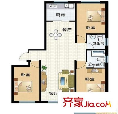 亞美偉博廣場戶型圖戶型圖 3室2廳2衛(wèi)