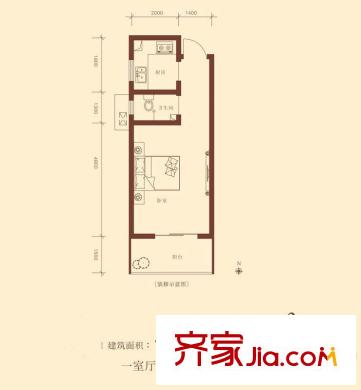 金源都市公寓 戶(hù)型圖 1室1廳1衛(wèi)