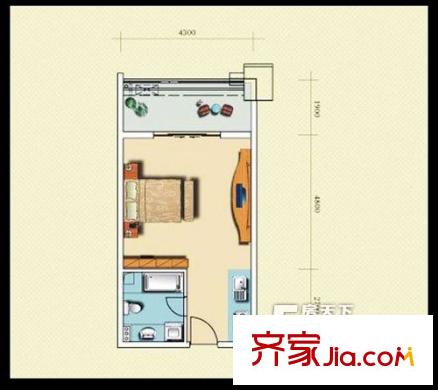 金源都市公寓 戶型圖 1室1廳1衛(wèi)