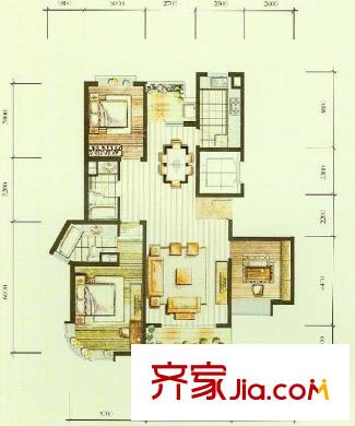 射擊場家屬院 3室 戶型圖