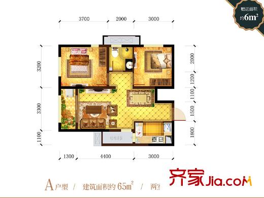 融創(chuàng)天朗瓏府A戶型 2室2廳1衛(wèi)1廚