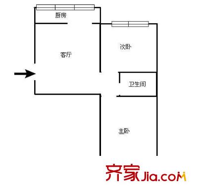 省建三公司家屬院 2室 戶型圖