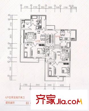 湯峪湖溫泉水鎮(zhèn)戶型圖戶型 2室2廳2衛(wèi)1廚