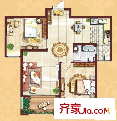 曲江6號 2室 戶型圖