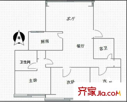 市政府小區(qū) 3室 戶型圖