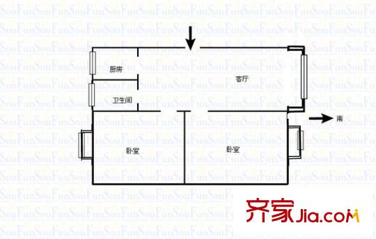 太白小區(qū)北區(qū) 2室 戶型圖