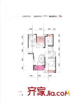 金輝?世界城C戶型 119平 3室2廳2衛(wèi)1廚