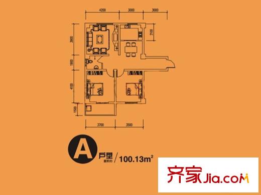 昆明湖畔3號樓/4號樓A戶型 2室2廳1衛(wèi)1廚