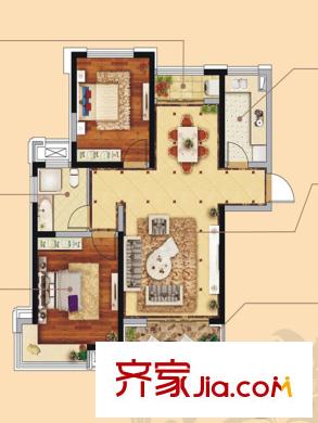 綠地?國(guó)際花都1-3/5號(hào)樓C1戶型 2室2廳1衛(wèi)1廚