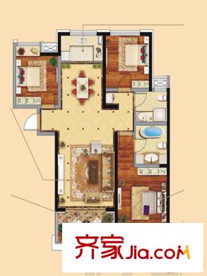 綠地?國際花都1-3/5號(hào)樓C3戶型 3室2廳2衛(wèi)1廚
