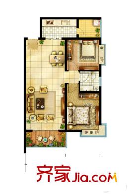 西溪里象牙灣1#樓A-2戶型 2室2廳1衛(wèi)1廚