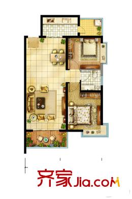 西溪里象牙灣4#樓A-2戶型 2室2廳1衛(wèi)1廚