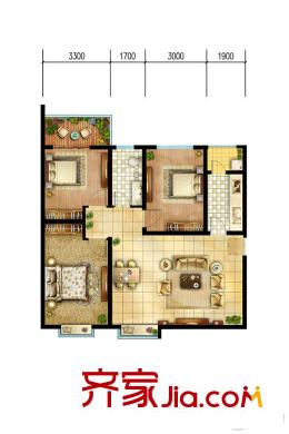西溪里象牙灣4#樓A-4戶型 3室2廳1衛(wèi)1廚