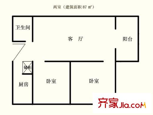 幸福東郡戶型圖 2室1廳1衛(wèi)1廚