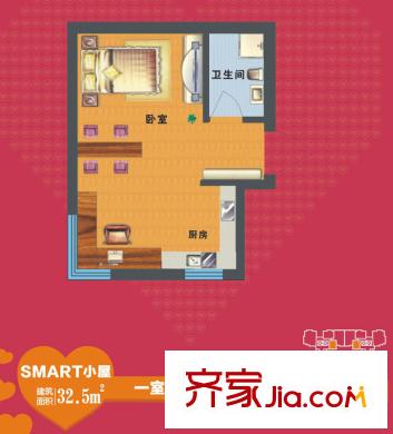 泰和御景豪庭三期戶型圖 1室1廳1衛(wèi)1廚