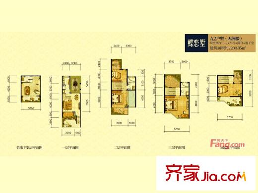 天正?河邊小墅A2戶型 4室2廳3衛(wèi)1廚