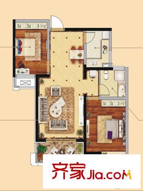 綠地?國(guó)際花都1-3/5號(hào)樓C2戶型 2室2廳1衛(wèi)1廚