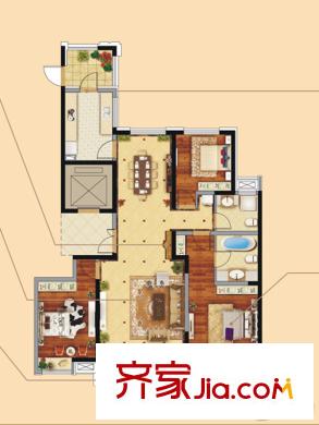綠地?國際花都5/4/6號(hào)樓B3戶型 3室2廳2衛(wèi)1廚