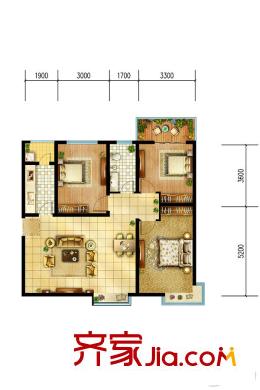 西溪里象牙灣4#樓A-1戶型 3室2廳1衛(wèi)1廚
