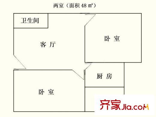 幸福東郡戶型圖 2室1廳1衛(wèi)1廚
