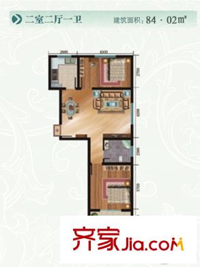富源馨苑11號(hào)樓B戶型 2室2廳1衛(wèi)1廚