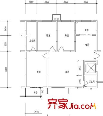 華浮宮桂園1號樓-平層 3室2廳1衛(wèi)1廚