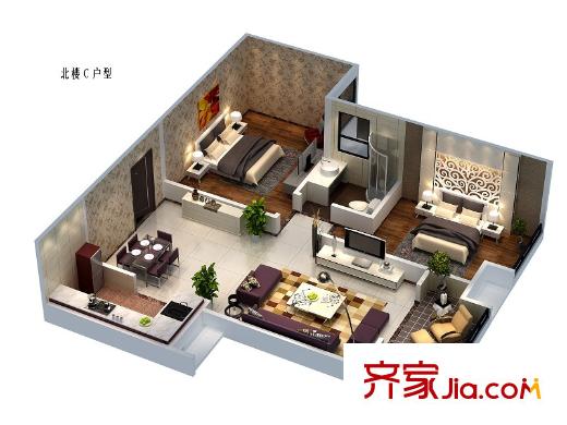 金業(yè)觀湖大第北樓C戶型 2室2廳1衛(wèi)1廚