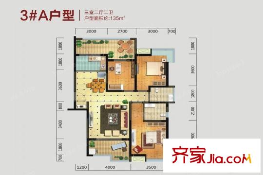 金業(yè)觀湖大第3號樓A戶型 3室2廳2衛(wèi)1廚