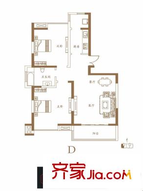 唐樾?六和坊9號樓D戶型 2室2廳1衛(wèi)1廚