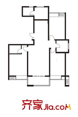 唐樾?六和坊9#樓D戶型標(biāo)準(zhǔn)層戶型圖 3室2廳2衛(wèi)1廚