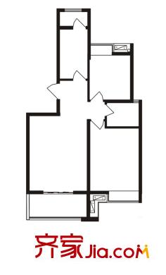 唐樾?六和坊8#樓B戶型標(biāo)準(zhǔn)層戶型圖 2室2廳1衛(wèi)1廚