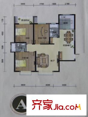 西港碧水灣A戶型 3室2廳2衛(wèi)1廚