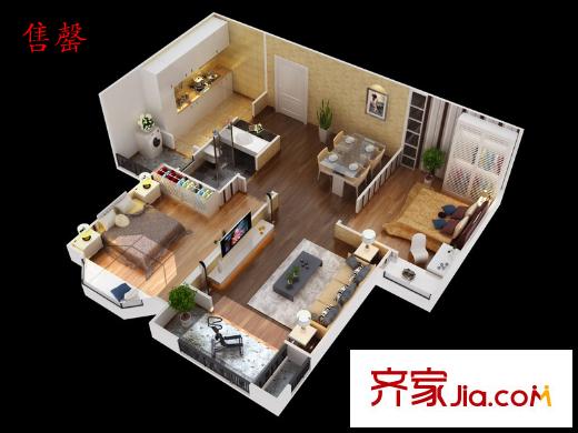 中海?尚城A戶型 2室2廳1衛(wèi)1廚