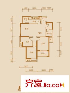愛馬仕?西西公館2#樓B戶型 3室1廳1衛(wèi)1廚