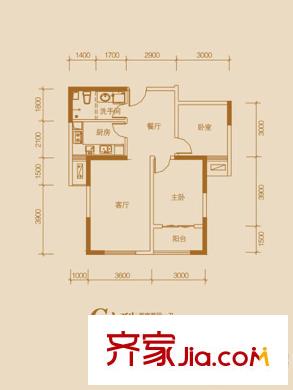 愛馬仕?西西公館2#樓C戶型 2室2廳1衛(wèi)1廚