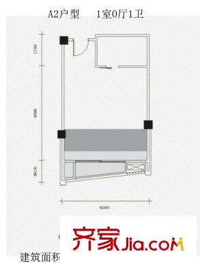 尊域?嘉1號(hào)樓A2戶型 1室1衛(wèi)1廚