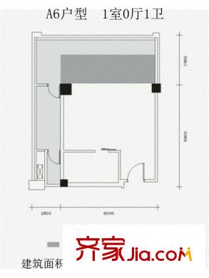 尊域?嘉1號(hào)樓A6戶型 1室1衛(wèi)1廚