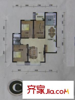 西港碧水灣C戶型 3室2廳1衛(wèi)1廚