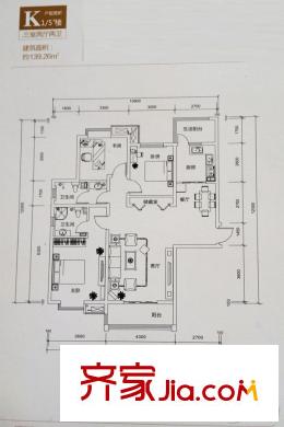 山水悅庭1號(hào)5號(hào)K戶型 3室2廳2衛(wèi)1廚