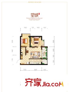 南門望城1#B-2戶型 2室2廳1衛(wèi)1廚