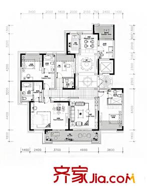天地源?丹軒坊 二期11-12號樓天樾戶型 4室2廳5衛(wèi)1廚