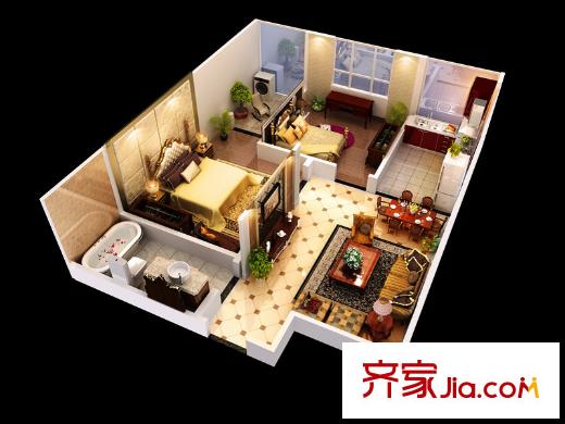 江林公園里四期7/8號(hào)樓標(biāo)準(zhǔn)層A戶型 2室2廳1衛(wèi)1廚